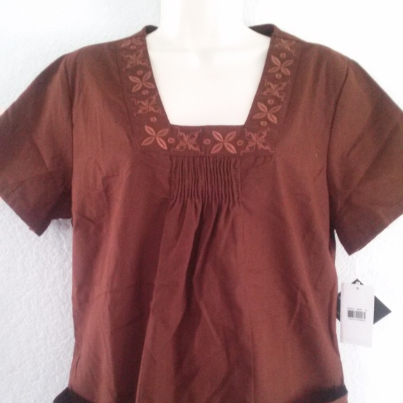 Baby Phat Medical Uniform Scrub Top Brown MED - Picture 1 of 3